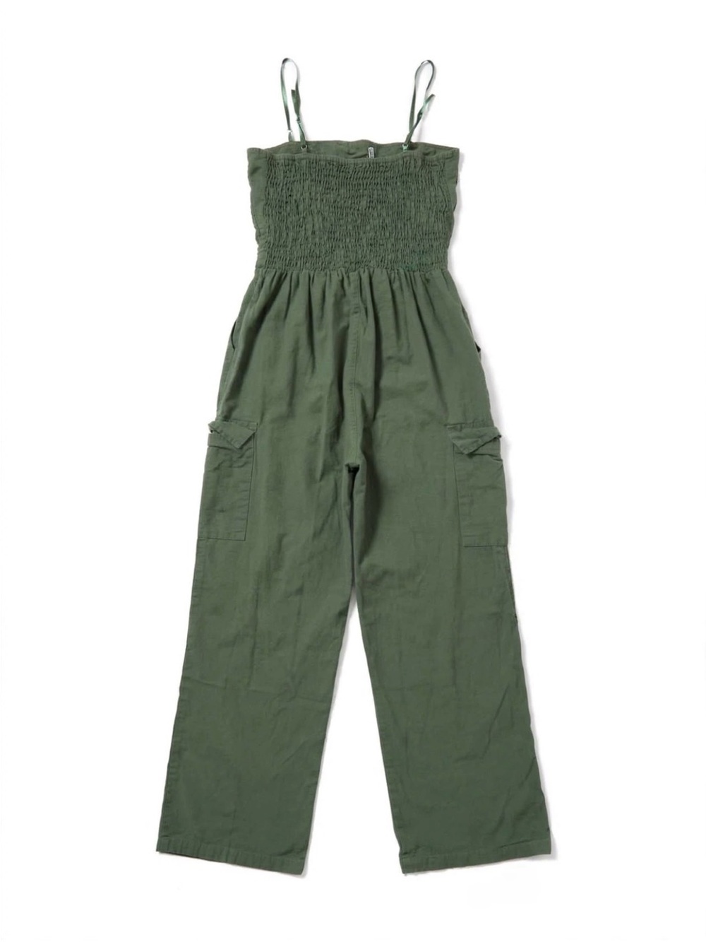Strapless Olive Green Utility Jumpsuit with Belted Waist - Picture 5 of 7
